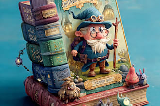 craft an eye catching cartoon book cover for kids story
