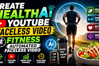 create health ai youtube faceless video, fitness automated faceless video