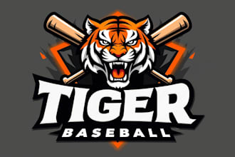 create an awesome tiger baseball mascot logo in 12 hours
