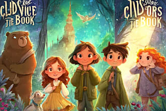 design a magical children book cover illustration
