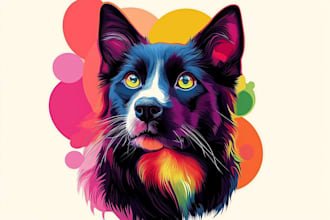 draw your pet into a very amazing vector pop art