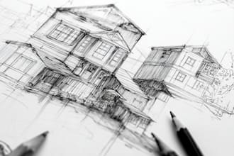 hand draw architectural home building portrait sketches