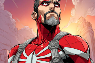 create epic comic style superhero character art