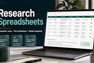 create a concise research spreadsheet for your business or niche