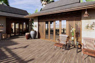 cambodia villa hotel exteriors floor plans with renders and animation