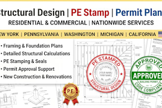 washington new york michigian pennsylvania structural deisgn and pe stamp permit