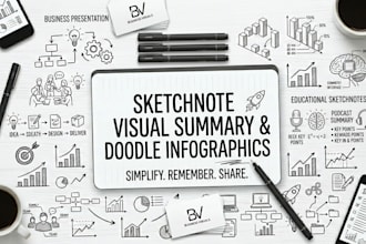 create sketchnote visual summary doodle infographic for presentations