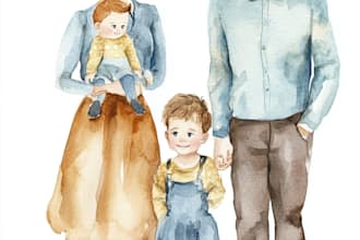 custom a watercolor family portrait
