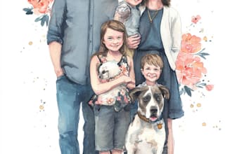 create a watercolor family portrait