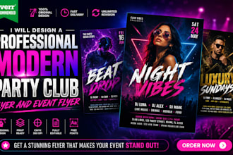design a professional modern party club flyer and event flyer