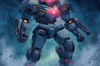 draw mecha helmet, weapon, armor concept