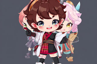 draw anime chibi character art for design character, fanart