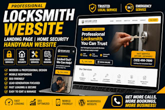 build exclusive locksmith website landing page home security handyman website
