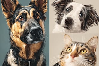 do a custom pet portrait, dog portrait, cat portrait