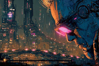 do concept art illustration science fiction city, cyberpunk