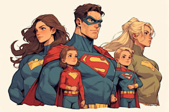 design family superhero portrait in marvel style