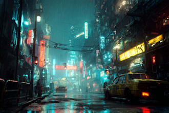 make cyberpunk city illustrations