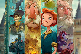 create a modern cartoon book cover design