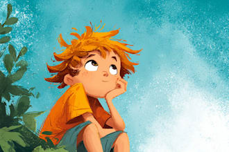 make cartoon children book illustration