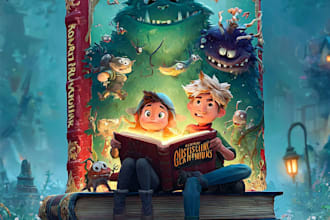 design an imaginative cartoon book cover for children