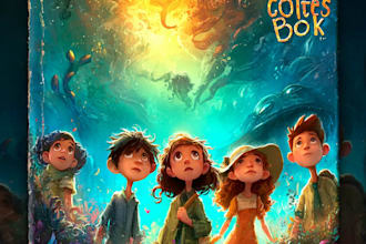 create a premium childrens story book cover illustration