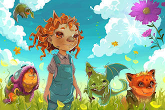 draw children or cartoon fantasy illustration
