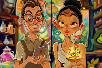 make a cute cartoon illustration