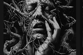 draw dark, horror illustration