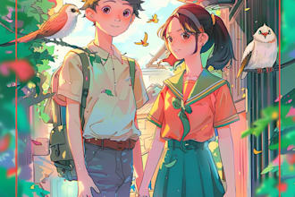 create cute cartoon illustrations, lofi art, anime, nft