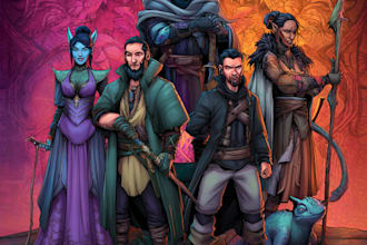 create dnd party art, fantasy character for dnd party