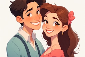 design couple portrait illustration
