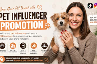 recruit pet influencer to promote etsy pet products and shop