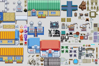 create gen 5 style, rpg tilesets  and assets for your pokémon games