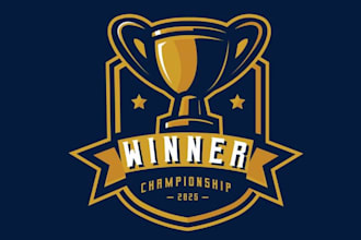 draw unique champion cup golden ber mascot logo design