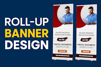 design modern roll up banner, retractable banner and signage in 24 hours