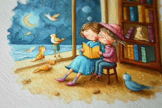 illustrate cute children book illustrations for kids storybook