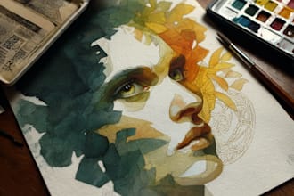 paint watercolor portrait and watercolor art