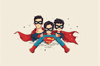 create custom family superhero portraits