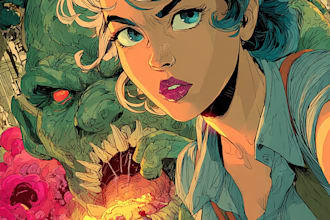 create dynamic comic book illustrations and story