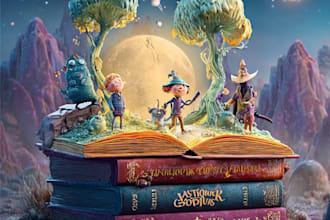 make a unique cartoon book cover design