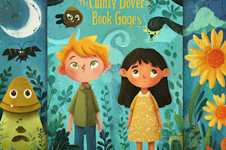 create a creative childrens book cover illustration