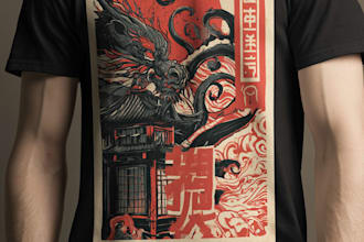 make a japanese t shirt illustration