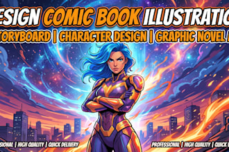 design comic book illustration, storyboard, character design graphic novel art