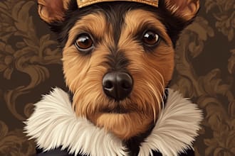 awesome custom pet portrait, dog portrait, cat portrait