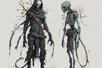 draw creepy and detailed horror character illustration