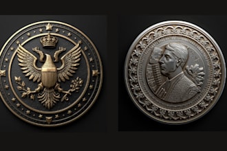 design 3d bas relief 3d commemorative coin 3d relief art work for cnc carving