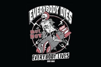 create skull skeleton and grim for street wear t shirt logo