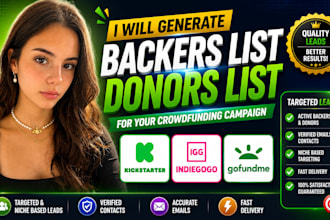 generate backers list, donors list for your indiegogo, kickstarter and gofundme