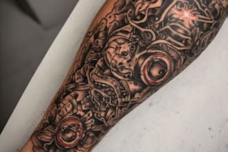 make your sleeve tattoo, tribal tattoo, realistic tattoo,