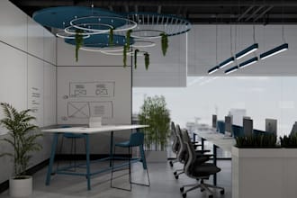redesign 3d office, co workplace interior, conference room, furniture layout